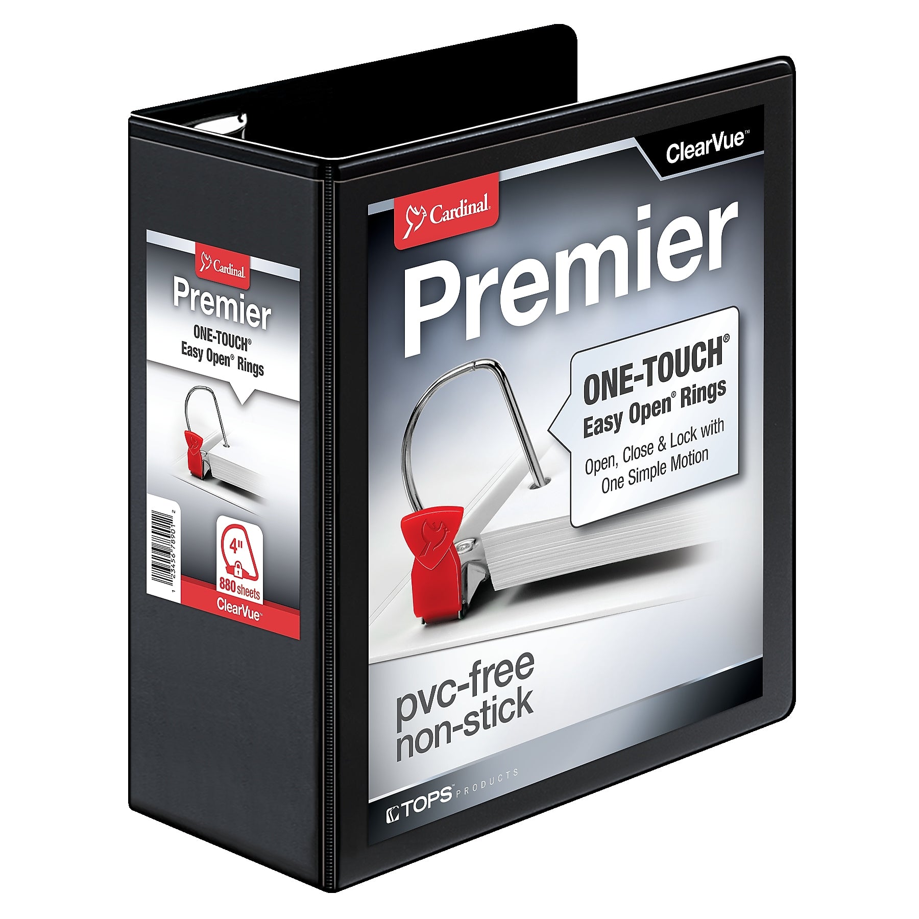 Cardinal Heavy Duty 4" 3-Ring View Binders, D-Ring, Black (10341)