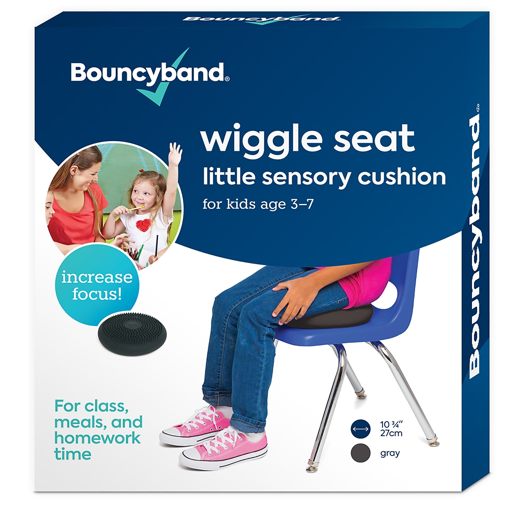 Bouncyband Little Sensory Wiggle Seat, Dark Gray (BBAWS27GY)