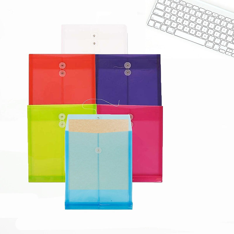 Jam Paper Plastic File Pocket, Letter Size, Assorted, 6/Pack (118B1assrtd)