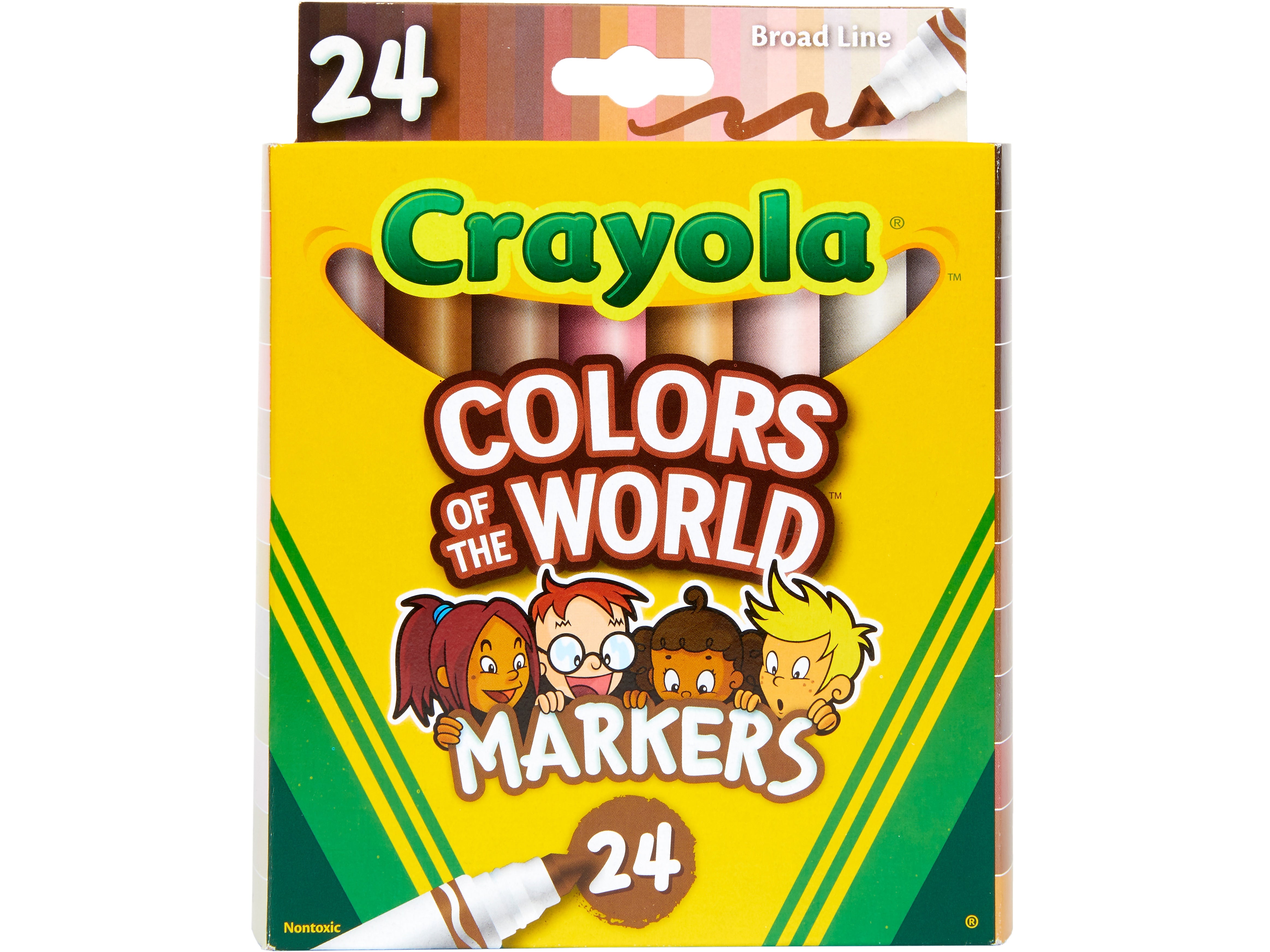 Crayola Colors of the World Permanent Markers, Broad, Assorted Colors, 24/Pack (58-7802)