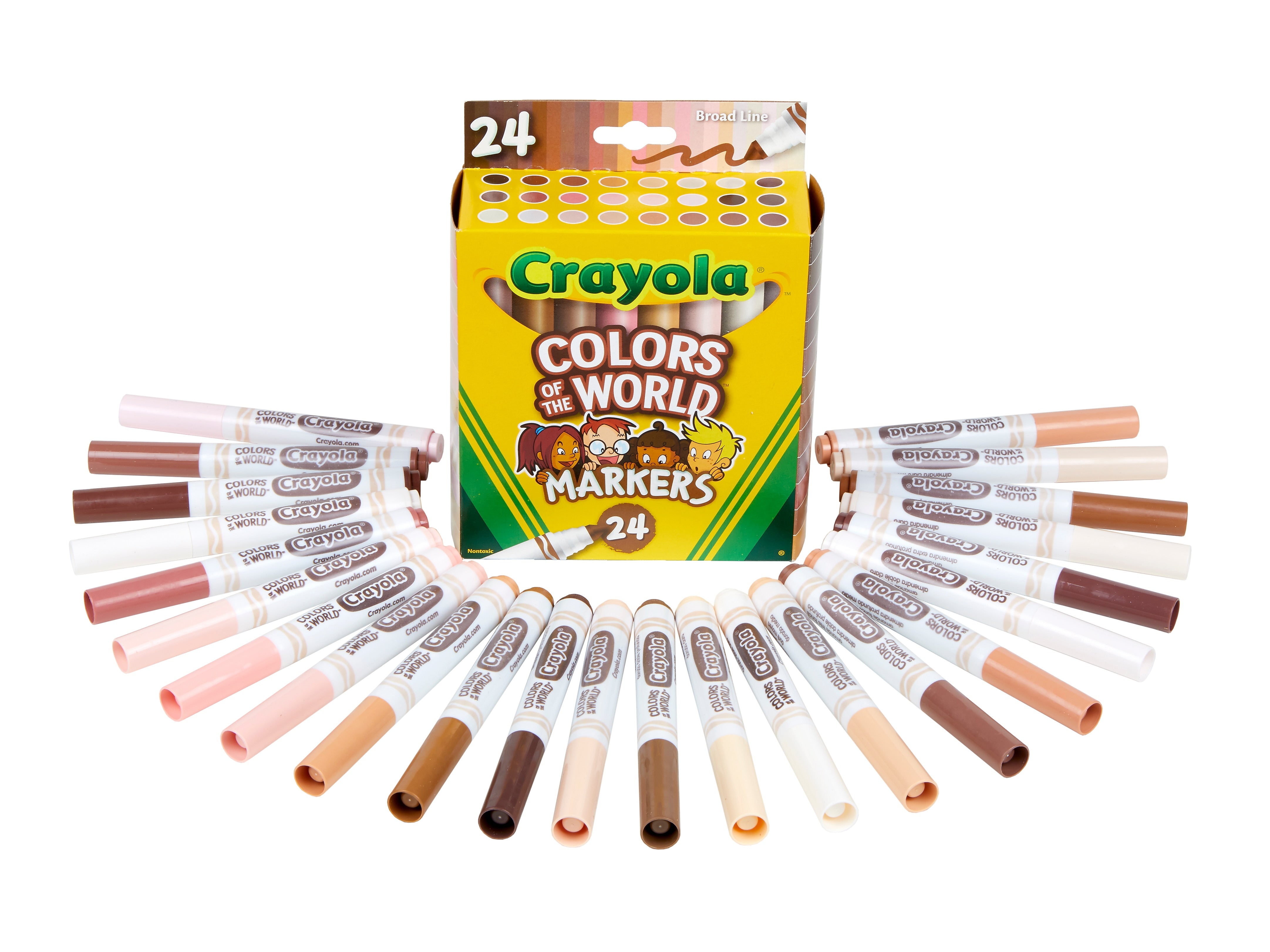 Crayola Colors of the World Permanent Markers, Broad, Assorted Colors, 24/Pack (58-7802)
