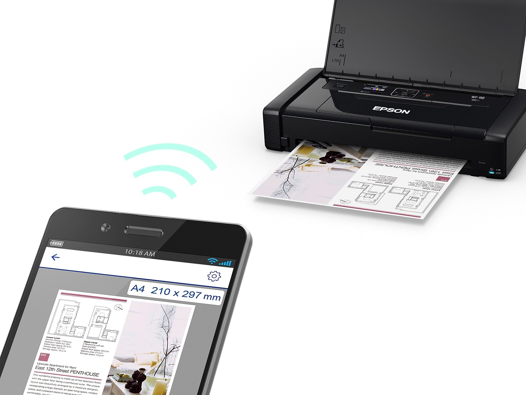 Epson WorkForce WF-110 Wireless Color Inkjet Printer, Single-Function, Print (9472520)
