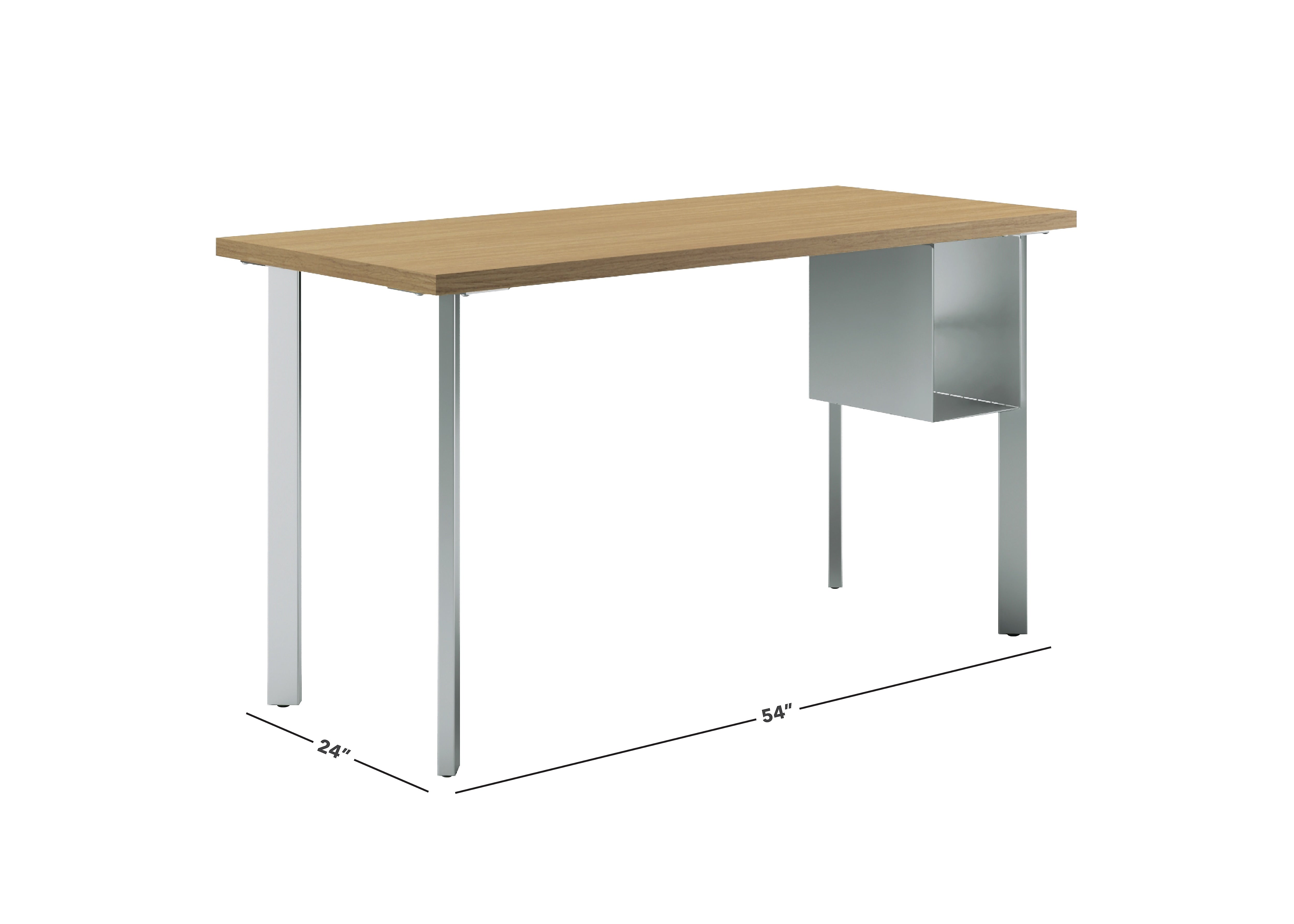 HON Coze 54"W Desk w/U-Storage, Natural Recon and Silver (HONRPL2454N1P6S)