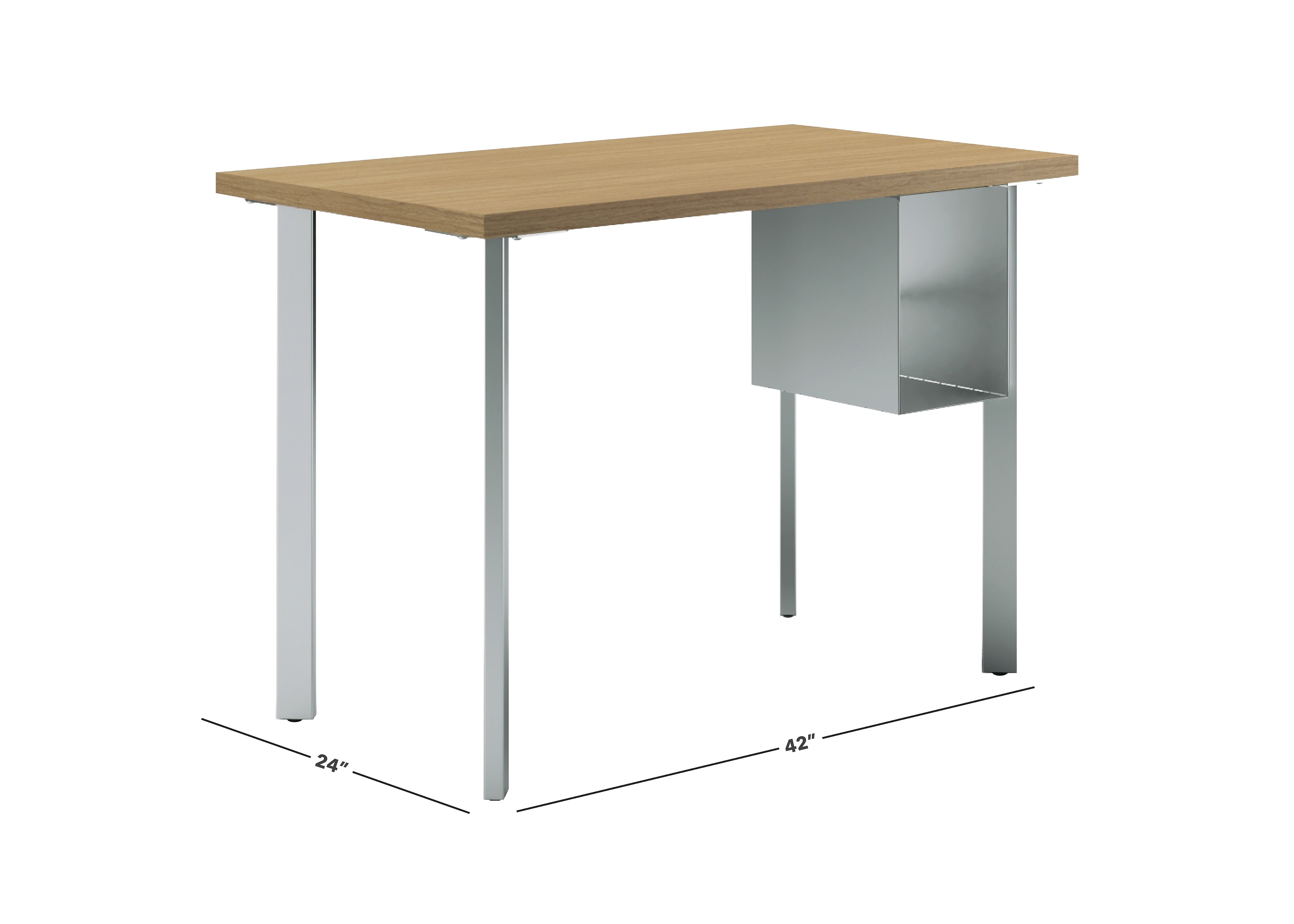 HON Coze 42"W Desk w/U-Storage, Natural Recon and Silver (HONRPL2442N1P6S)