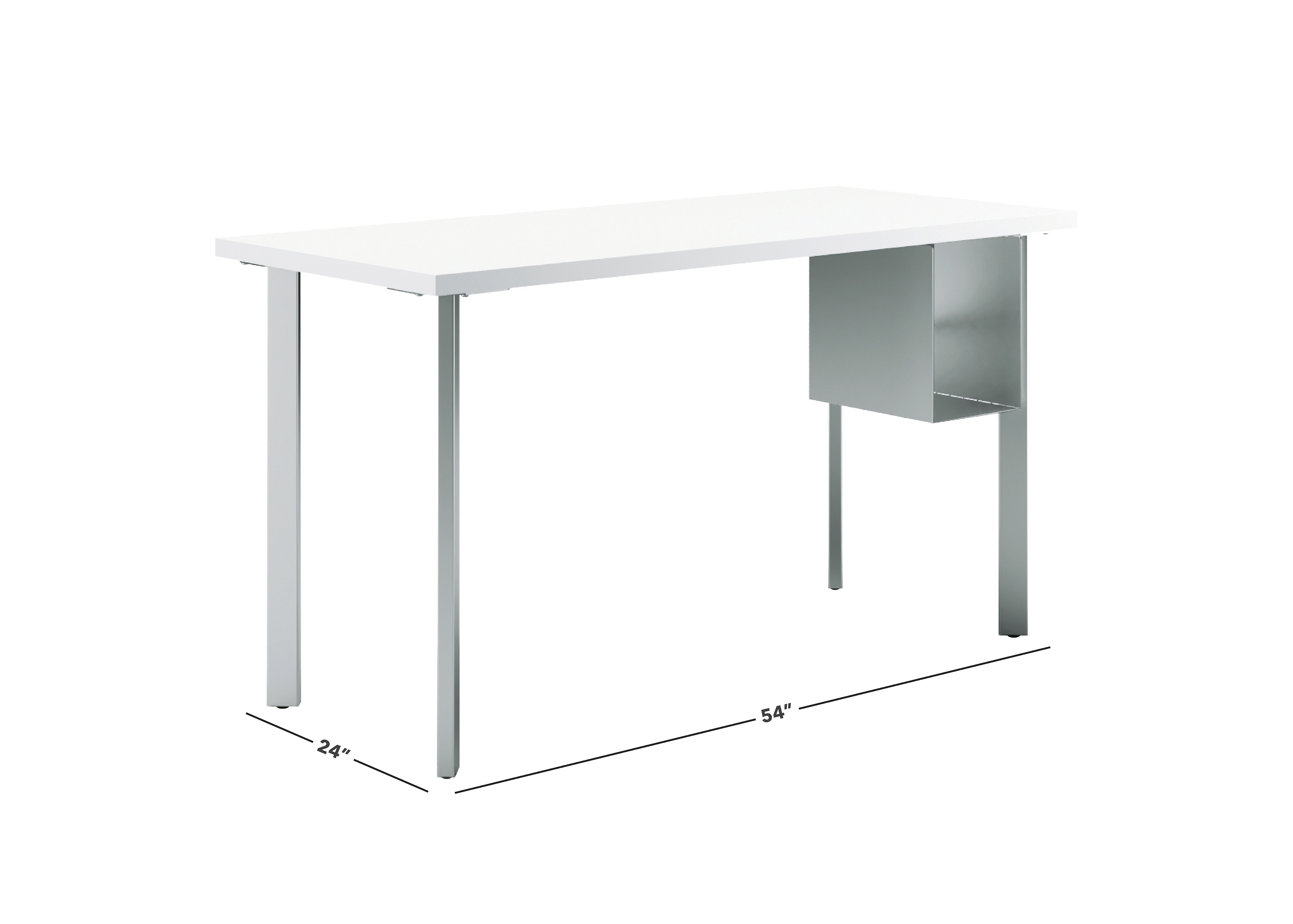 HON Coze 54"W Desk w/U-Storage, Designer White and Silver (RPL2454DWP6S)
