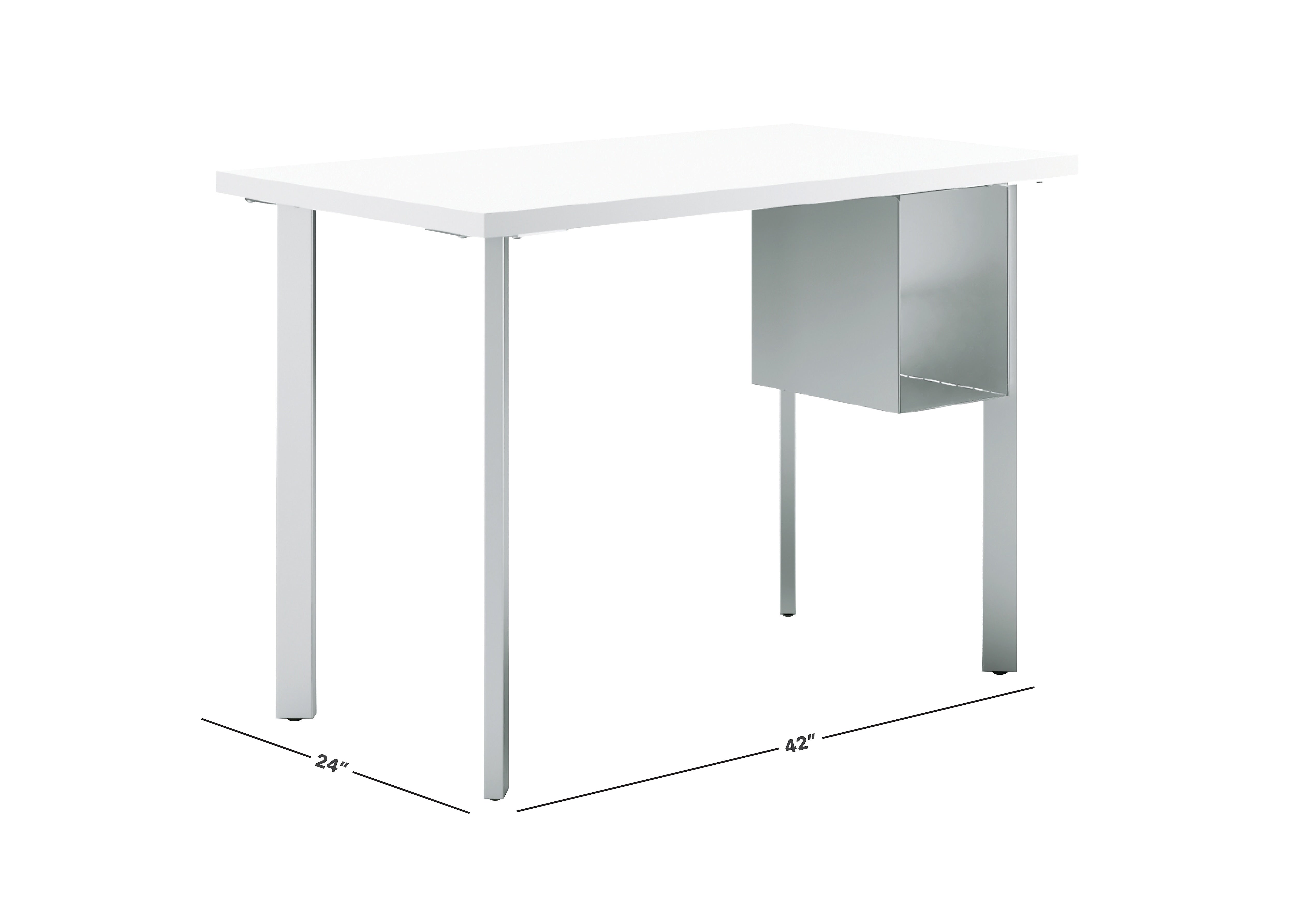 HON Coze 42"W Desk w/U-Storage, Designer White and Silver (HONRPL2442DWP6S)