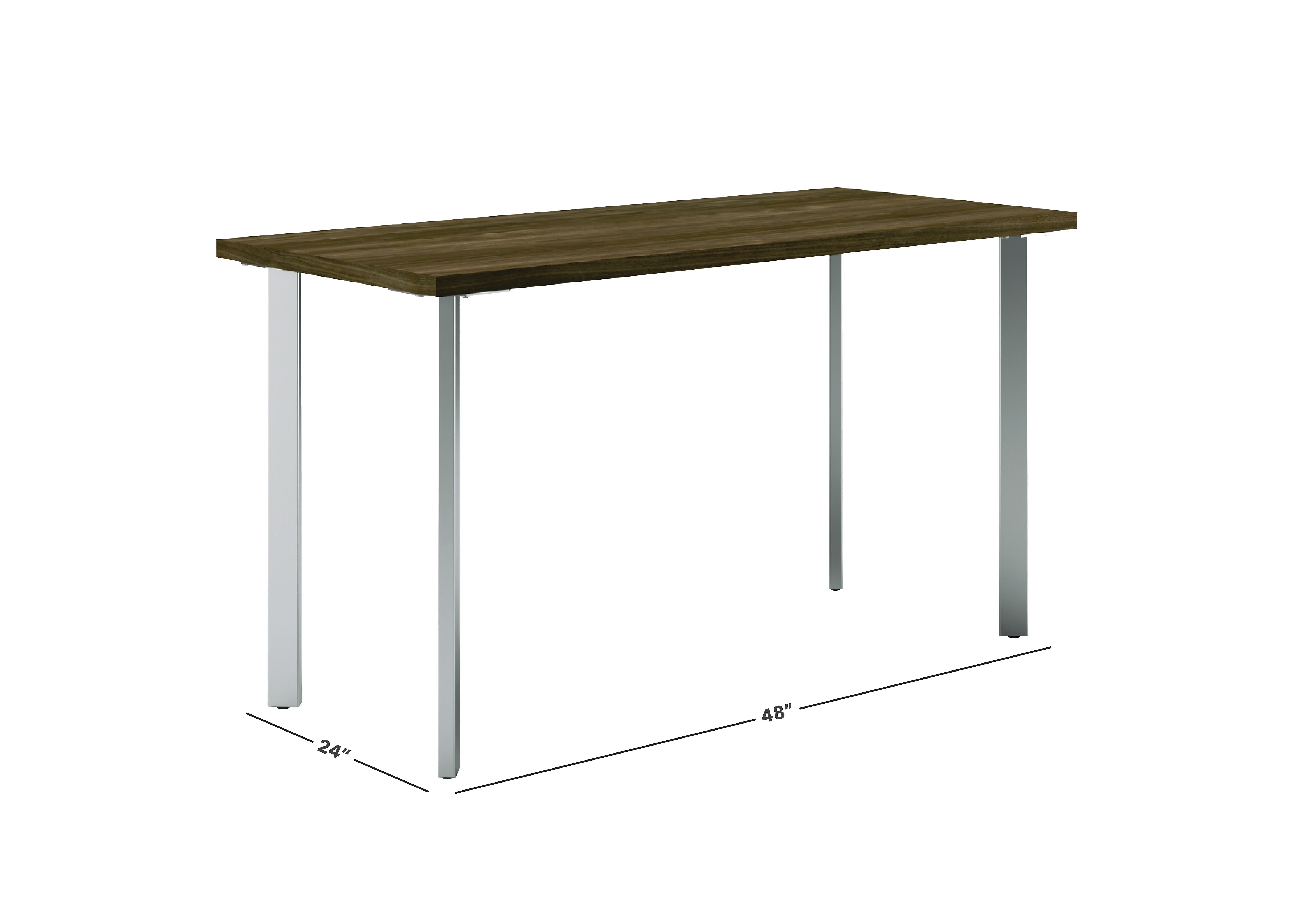 HON Coze 48"W Desk, Florence Walnut and Silver (HONRPL2448FWP6)
