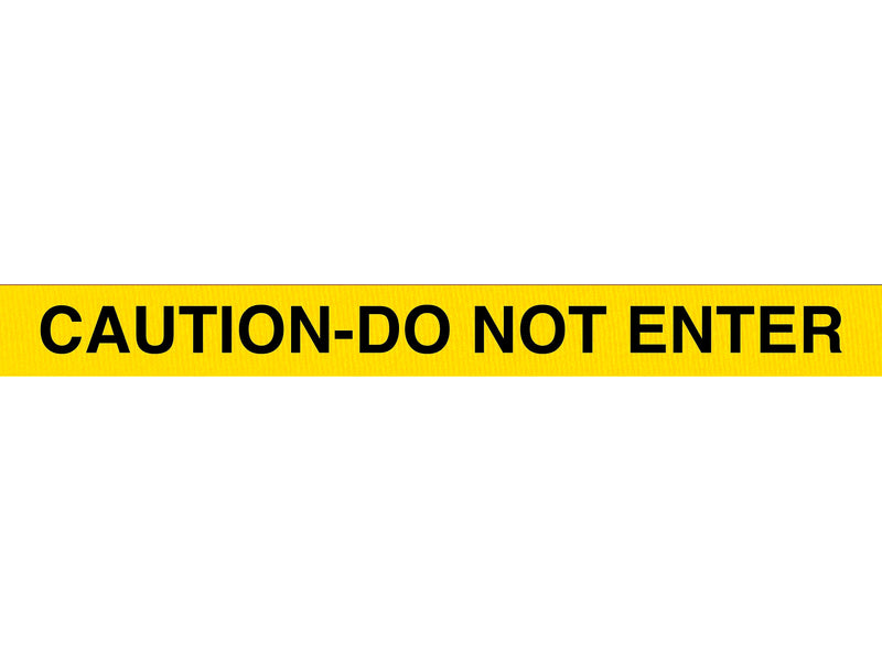 Queue Solutions WeatherMaster 250 2" Orange Nylon Crowd Control Belt Barrier, Yellow - CAUTION DO NOT ENTER (WMR250O-YBC110)
