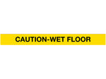 Queue Solutions WeatherMaster 250 2" Red Nylon Crowd Control Belt Barrier, Yellow - CAUTION WET FLOOR (WMR250R-YBCWF110)