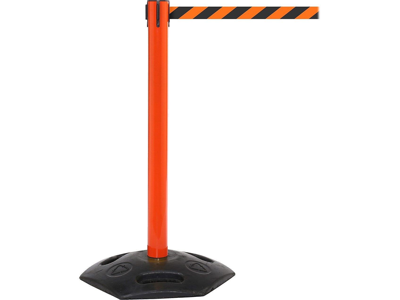 Queue Solutions WeatherMaster 250 2" Orange Nylon Crowd Control Belt Barrier, Yellow/Magenta (WMR250O-YM110)