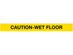 Queue Solutions WeatherMaster 250 2" Orange Nylon Crowd Control Belt Barrier, Yellow - CAUTION WET FLOOR (WMR250O-YBCWF110)