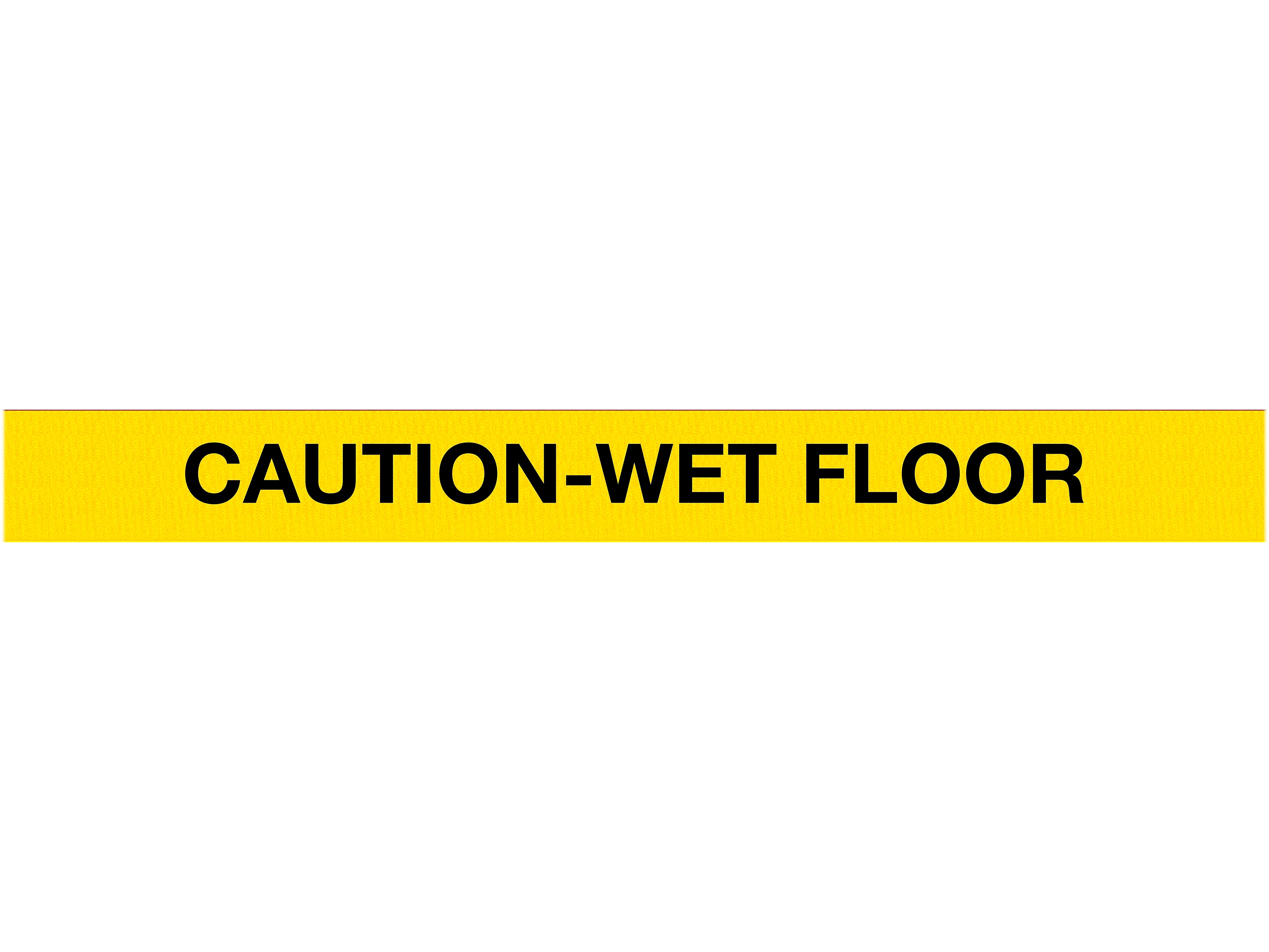 Queue Solutions WeatherMaster 250 2" Orange Nylon Crowd Control Belt Barrier, Yellow - CAUTION WET FLOOR (WMR250O-YBCWF110)