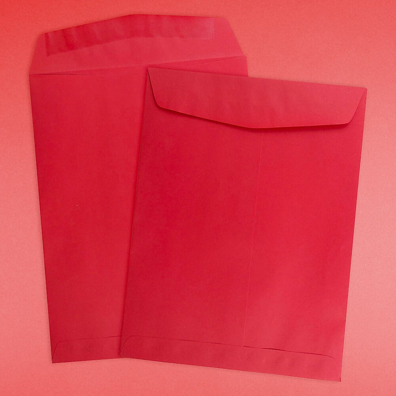 JAM Paper 9" x 12" Open End Catalog Colored Envelopes, Red Recycled, 10/Pack (80329B)