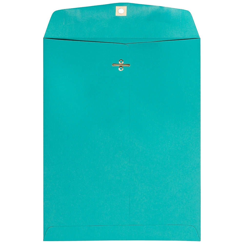 JAM Paper 9" x 12" Open End Catalog Colored Envelopes with Clasp Closure, Sea Blue Recycled, 10/Pack (900906997B)