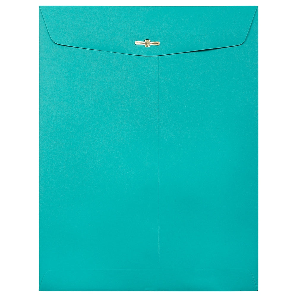 JAM Paper 9" x 12" Open End Catalog Colored Envelopes with Clasp Closure, Sea Blue Recycled, 10/Pack (900906997B)