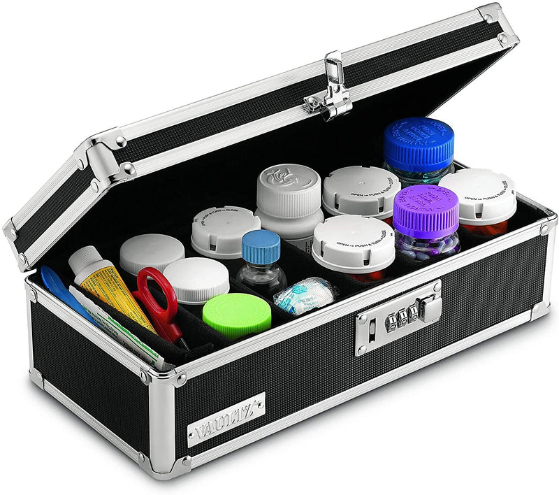 Vaultz® Locking Pill Storage Box, Black (VZ03480-CAM)