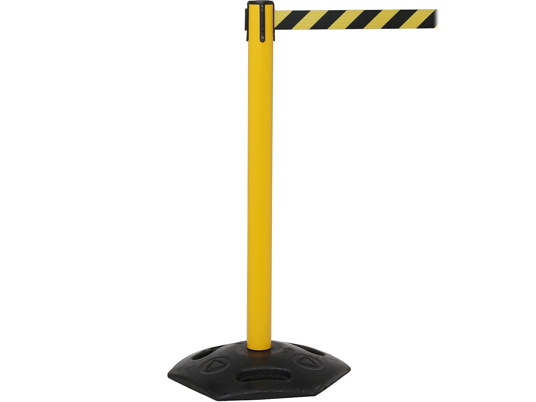 Queue Solutions WeatherMaster 250 2" Yellow Nylon Crowd Control Belt Barrier, Red - AUTHORIZED ACCESS ONLY (WMR250Y-RWA110)