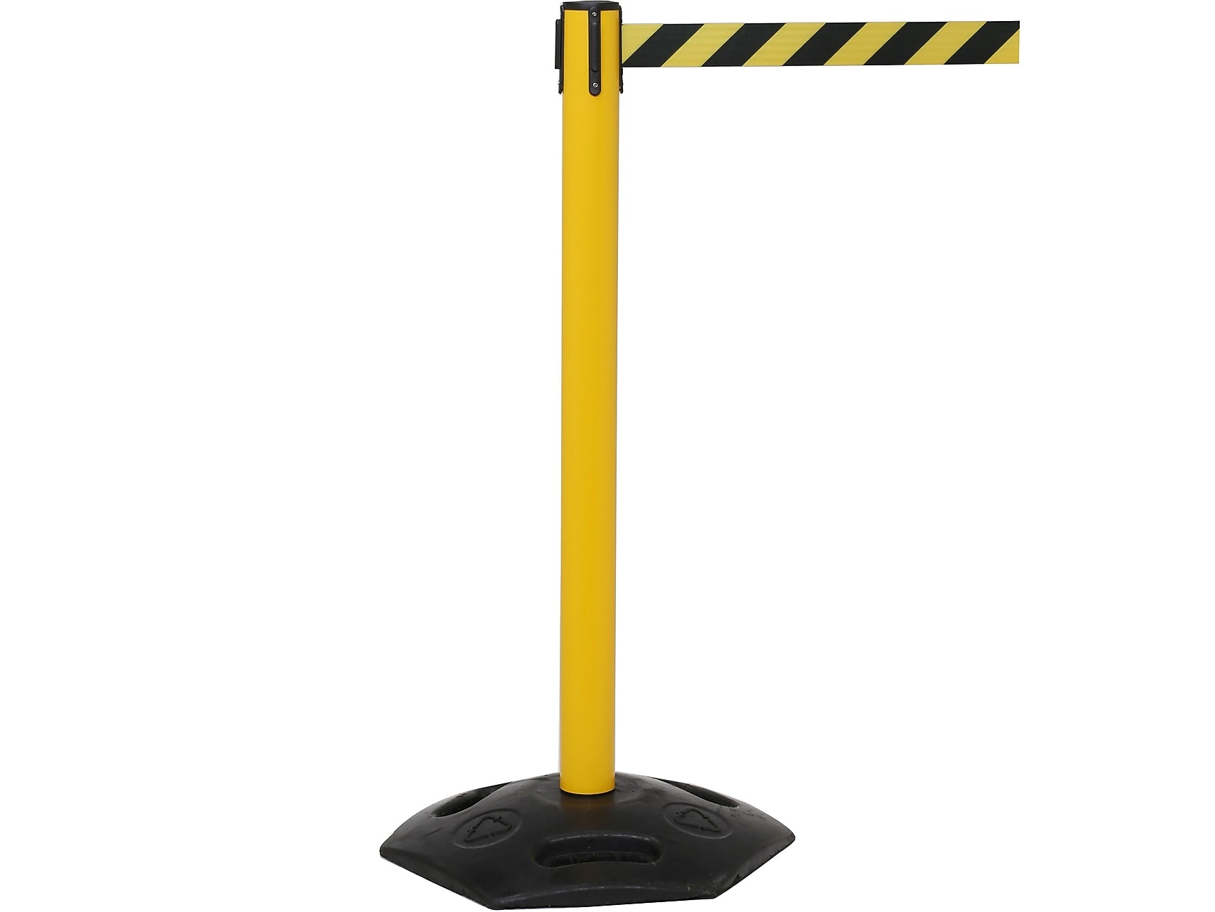 Queue Solutions WeatherMaster 250 2" Yellow Nylon Crowd Control Belt Barrier, Red - NO ENTRY (WMR250Y-RWN110)