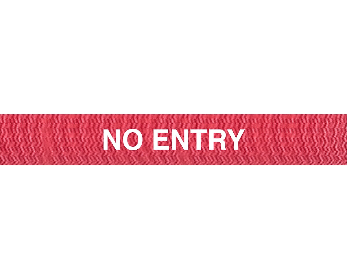 Queue Solutions WeatherMaster 250 2" Yellow Nylon Crowd Control Belt Barrier, Red - NO ENTRY (WMR250Y-RWN110)