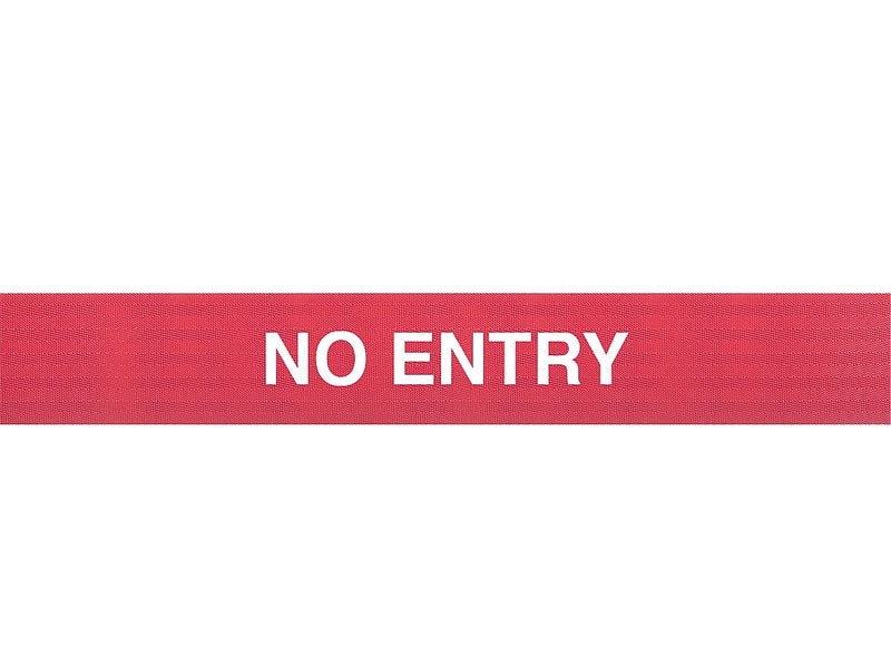 Queue Solutions WeatherMaster 250 2" Yellow Nylon Crowd Control Belt Barrier, Red - NO ENTRY (WMR250Y-RWN110)