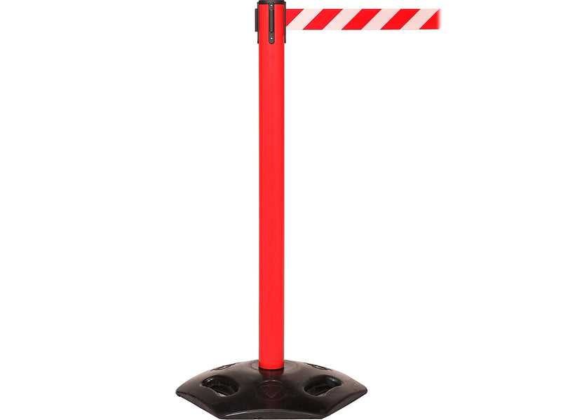 Queue Solutions WeatherMaster 250 2" Red Nylon Crowd Control Belt Barrier, Red - AUTHORIZED ACCESS ONLY (WMR250R-RWA110)