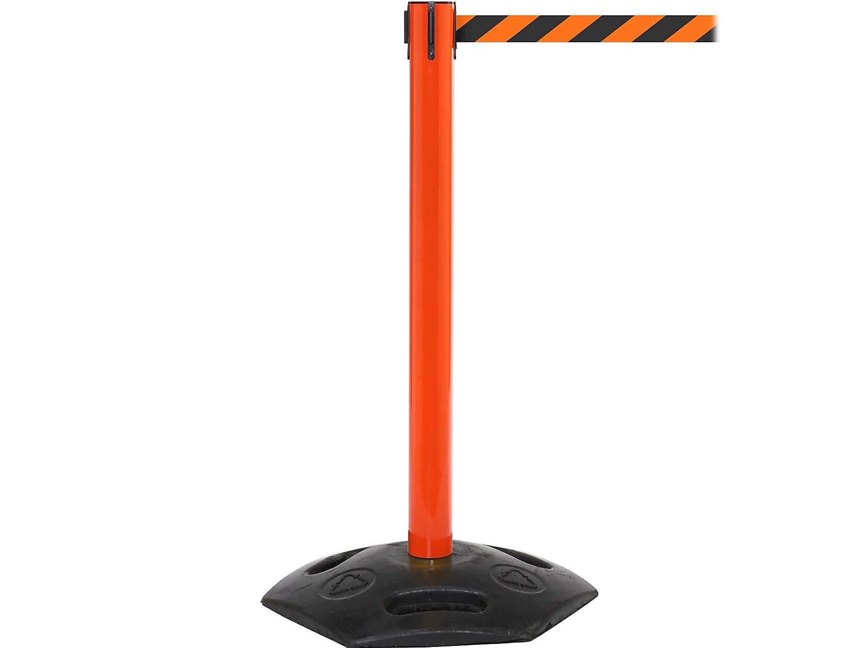 Queue Solutions WeatherMaster 250 2" Orange Nylon Crowd Control Belt Barrier, Red - AUTHORIZED ACCESS ONLY (WMR250O-RWA110)