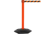 Queue Solutions WeatherMaster 250 2" Orange Nylon Crowd Control Belt Barrier, Yellow - CLEANING IN PROGRESS (WMR250O-YBCIP110)