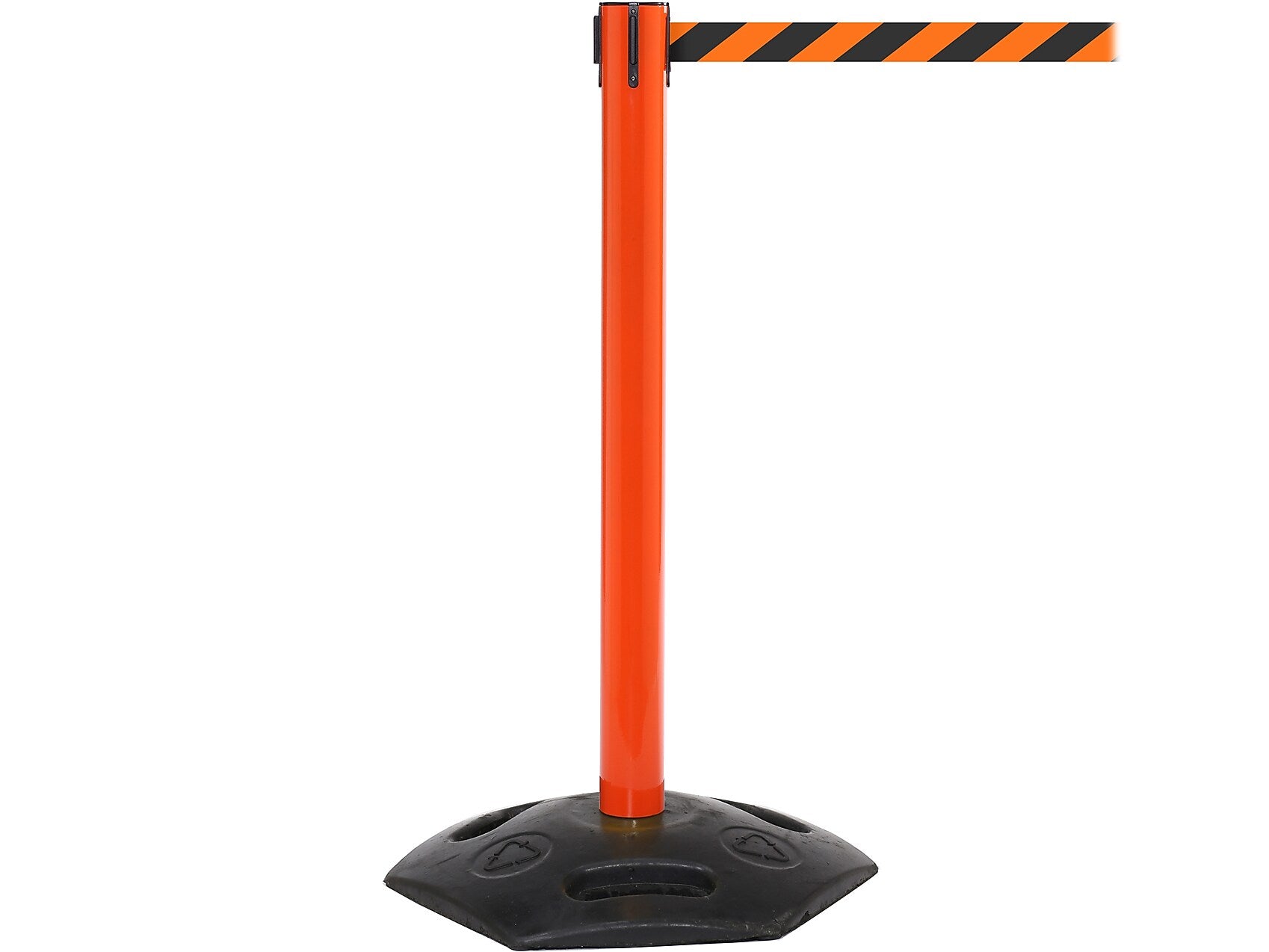 Queue Solutions WeatherMaster 250 2" Orange Nylon Crowd Control Belt Barrier, Red - NO PARKING (WMR250O-RWNP110)