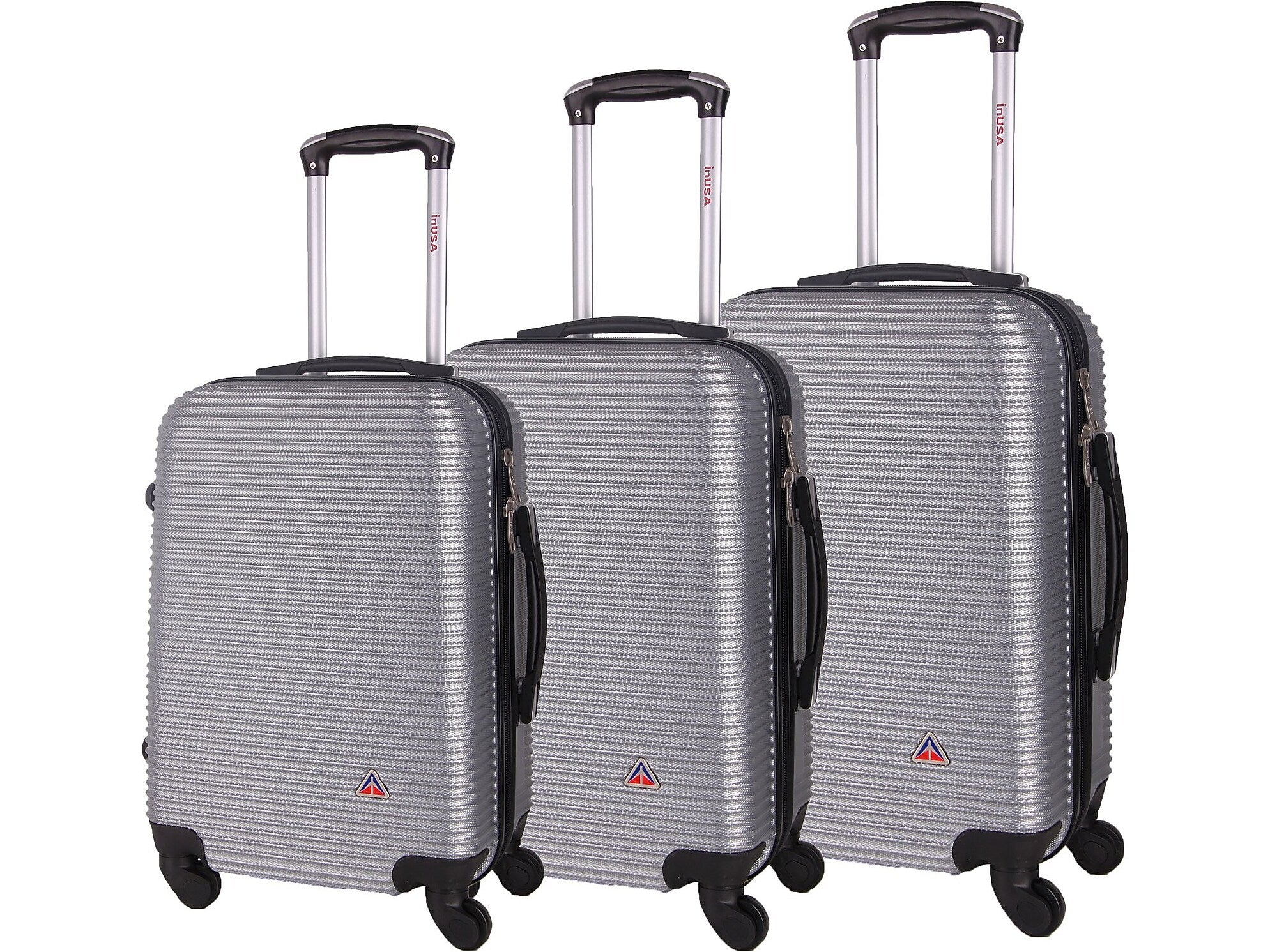 InUSA Royal 3-Piece Hardside Spinner Luggage Set, TSA Checkpoint Friendly, Silver (IUROYSML-SIL)