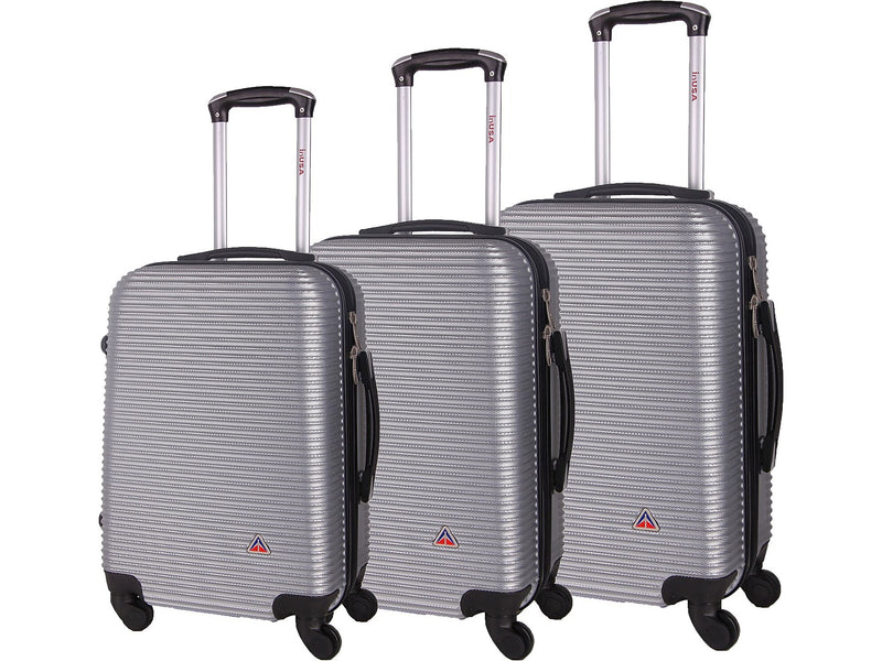 InUSA Royal 3-Piece Hardside Spinner Luggage Set, TSA Checkpoint Friendly, Silver (IUROYSML-SIL)