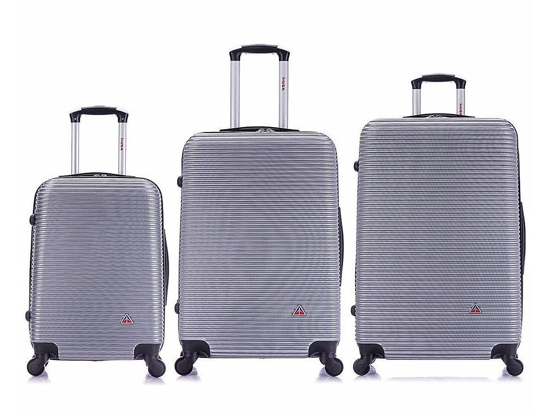 InUSA Royal 3-Piece Hardside Spinner Luggage Set, TSA Checkpoint Friendly, Silver (IUROYSML-SIL)