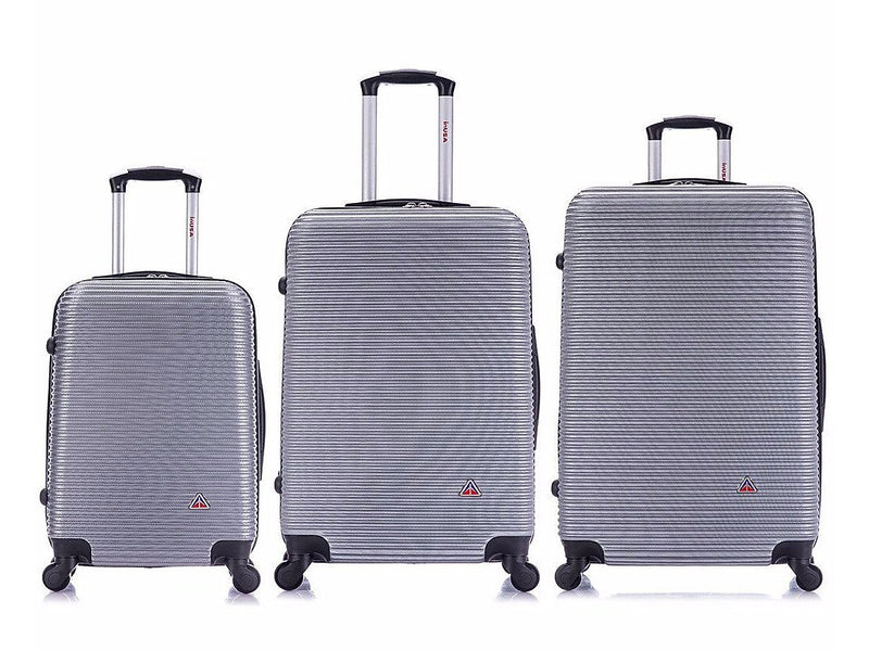 InUSA Royal 3-Piece Hardside Spinner Luggage Set, TSA Checkpoint Friendly, Silver (IUROYSML-SIL)