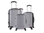 InUSA Royal 3-Piece Hardside Spinner Luggage Set, TSA Checkpoint Friendly, Silver (IUROYSML-SIL)