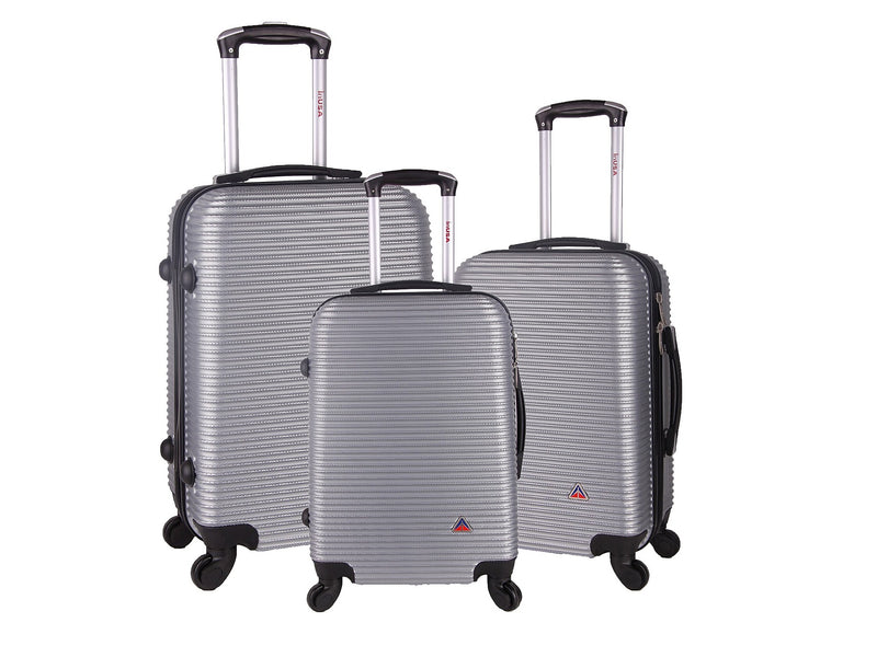 InUSA Royal 3-Piece Hardside Spinner Luggage Set, TSA Checkpoint Friendly, Silver (IUROYSML-SIL)