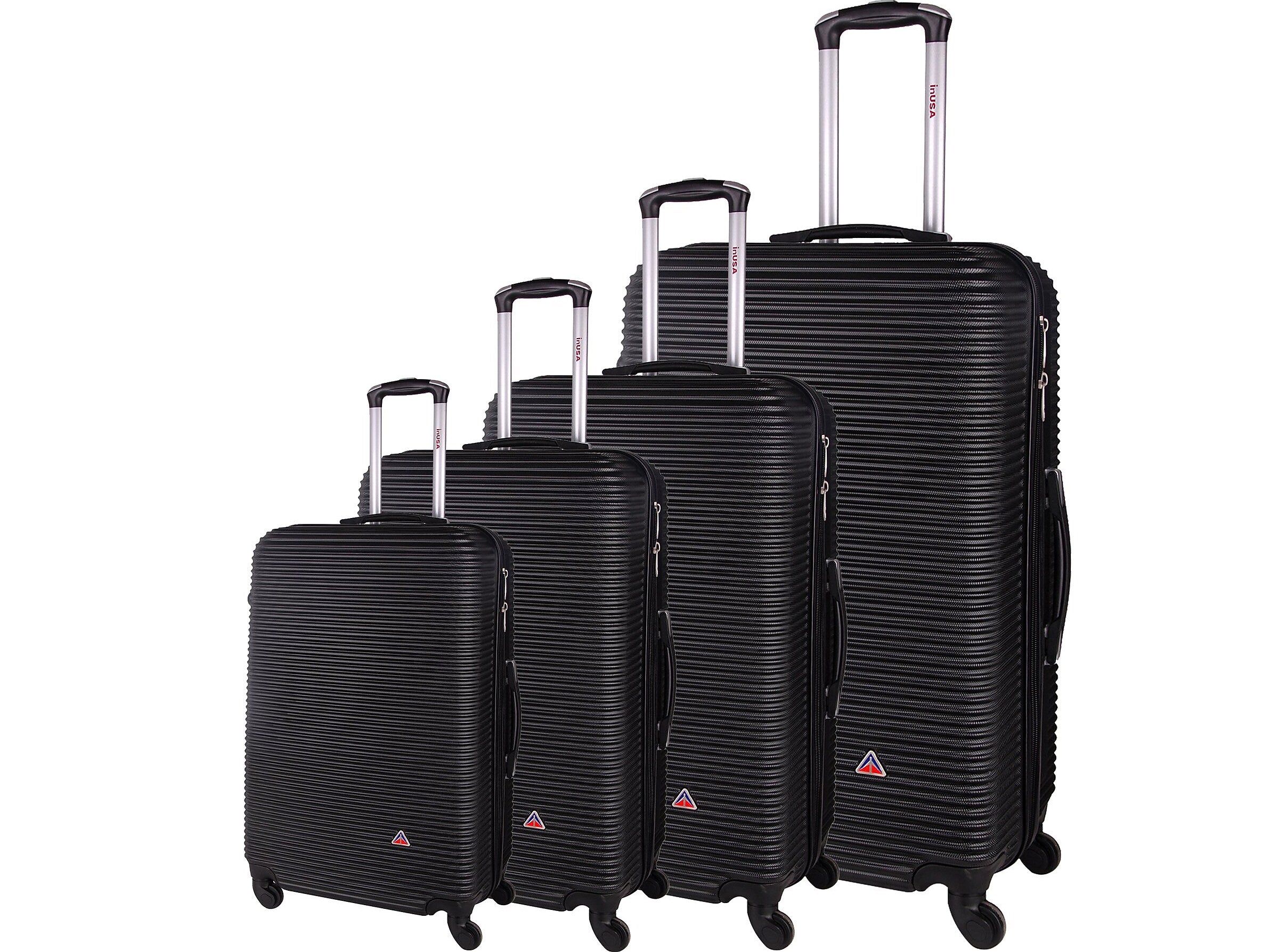 InUSA Royal 4-Piece Hardside Spinner Luggage Set, TSA Checkpoint Friendly, Black (IUROYSMLXL-BLK)