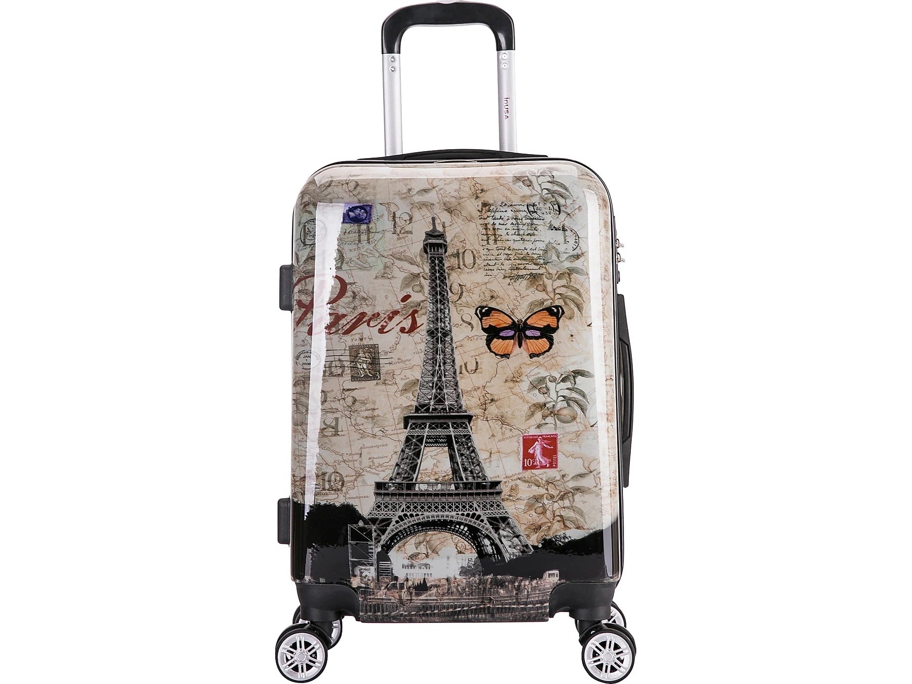 InUSA 20" Hardside Paris Carry-On Suitcase, 4-Wheeled Spinner, TSA Checkpoint Friendly, Paris (IUAPC00S-PAR)