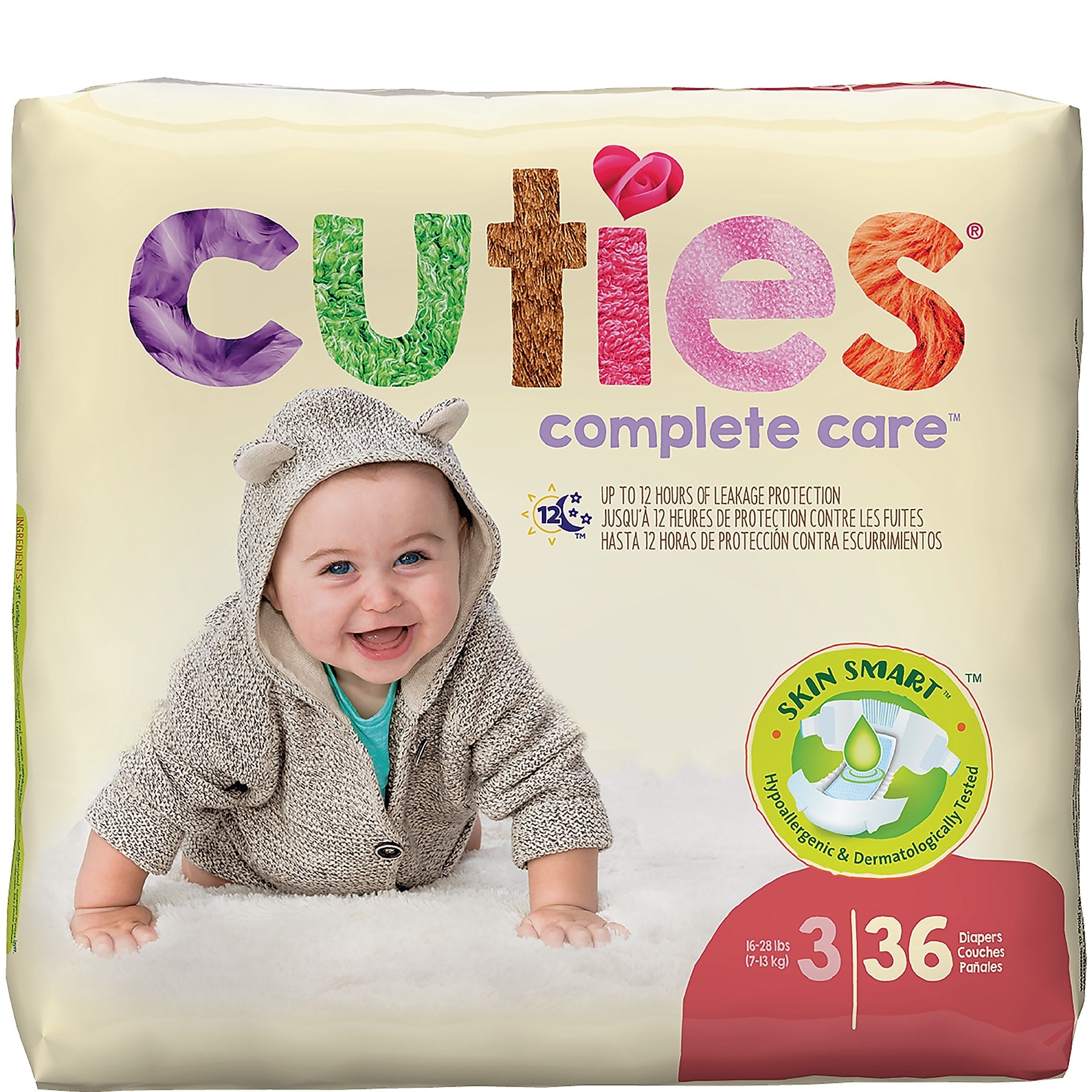 Cuties Complete Care Baby Diapers, Size 3, 144 count (CR3001)