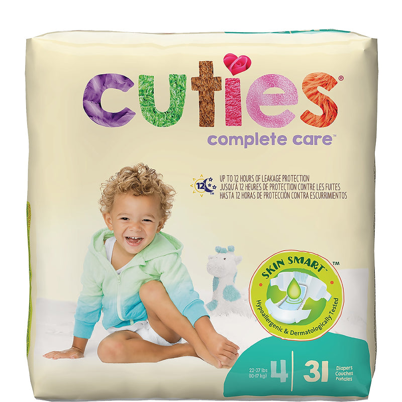 Cuties Complete Care Baby Diapers, Size 4, 124 count (CR4001)