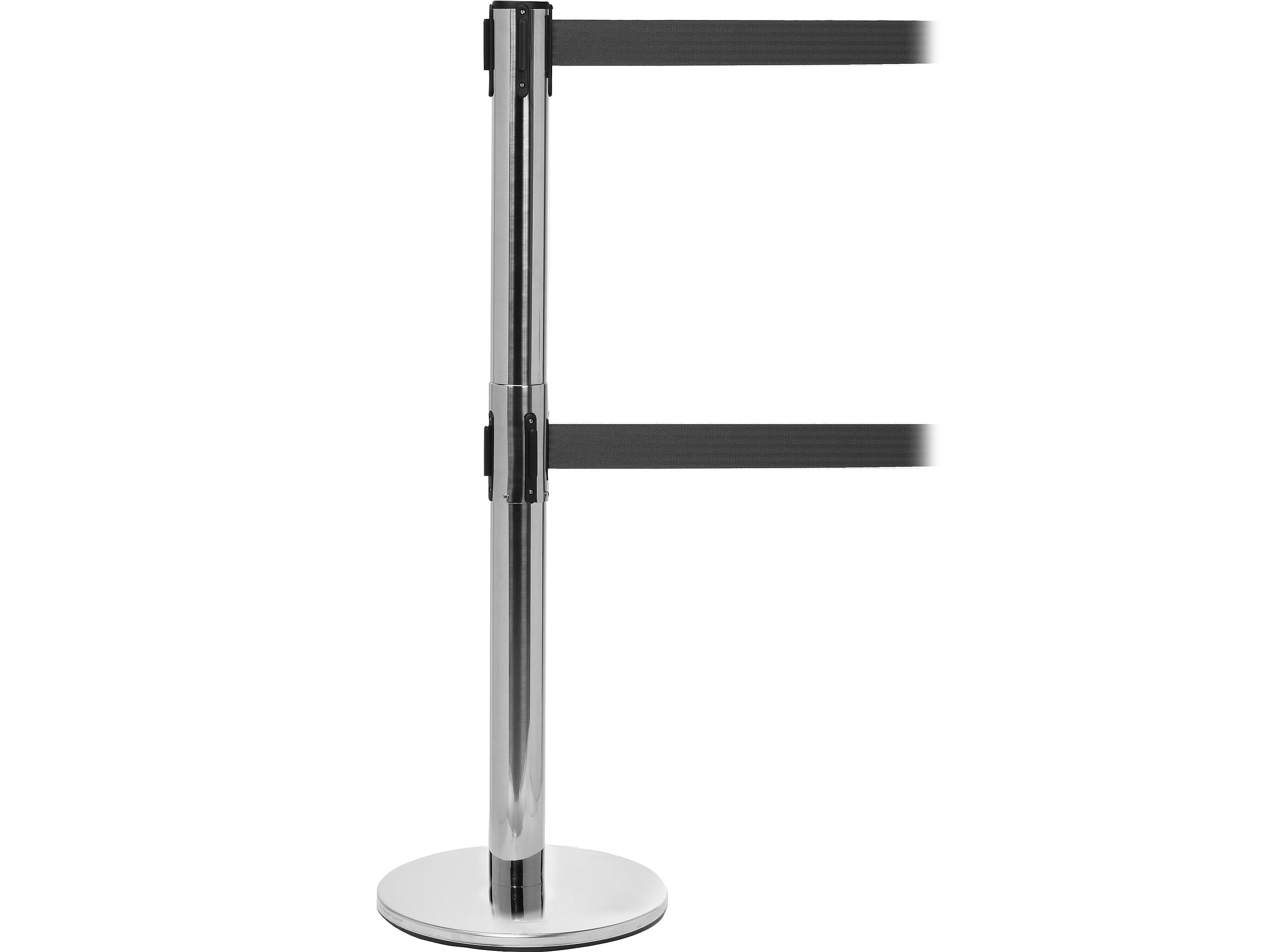 Queue Solutions QueuePro Twin 250 2" Nylon Crowd Control Barrier, Polished Stainless Steel/Black (PROTwin250PS-BK110)