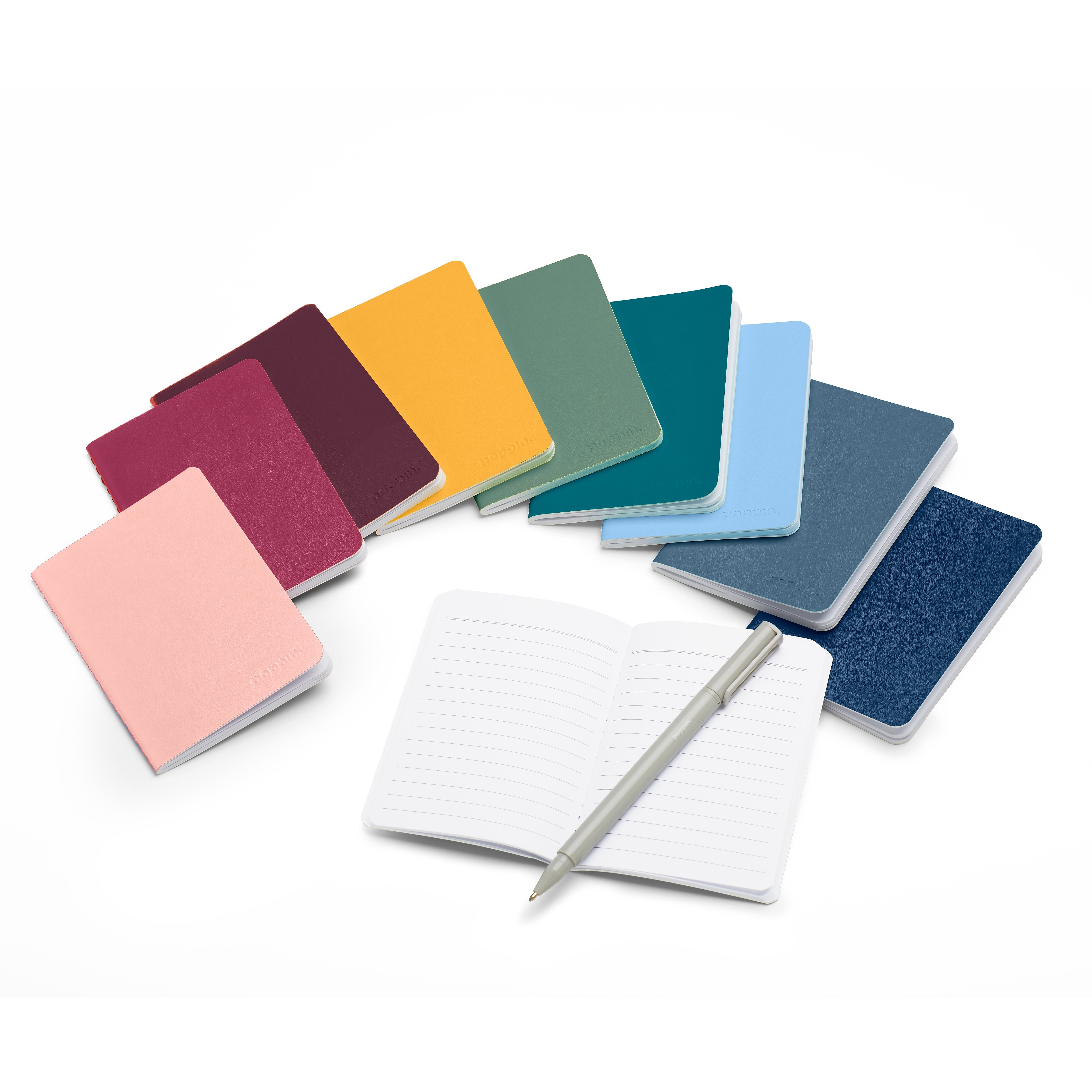 Poppin Mini 1-Subject Pocket Notebook, 3.5" x 5", College Ruled, 32 Sheets, Assorted Colors, 10/Set (107789)