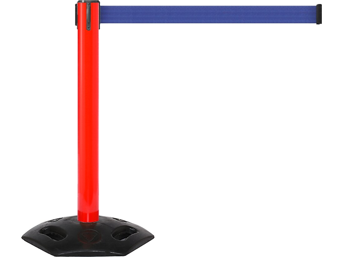Queue Solutions WeatherMaster 300 2" Nylon Crowd Control Belt Barrier, Red/Blue (WMR300R-BL160)