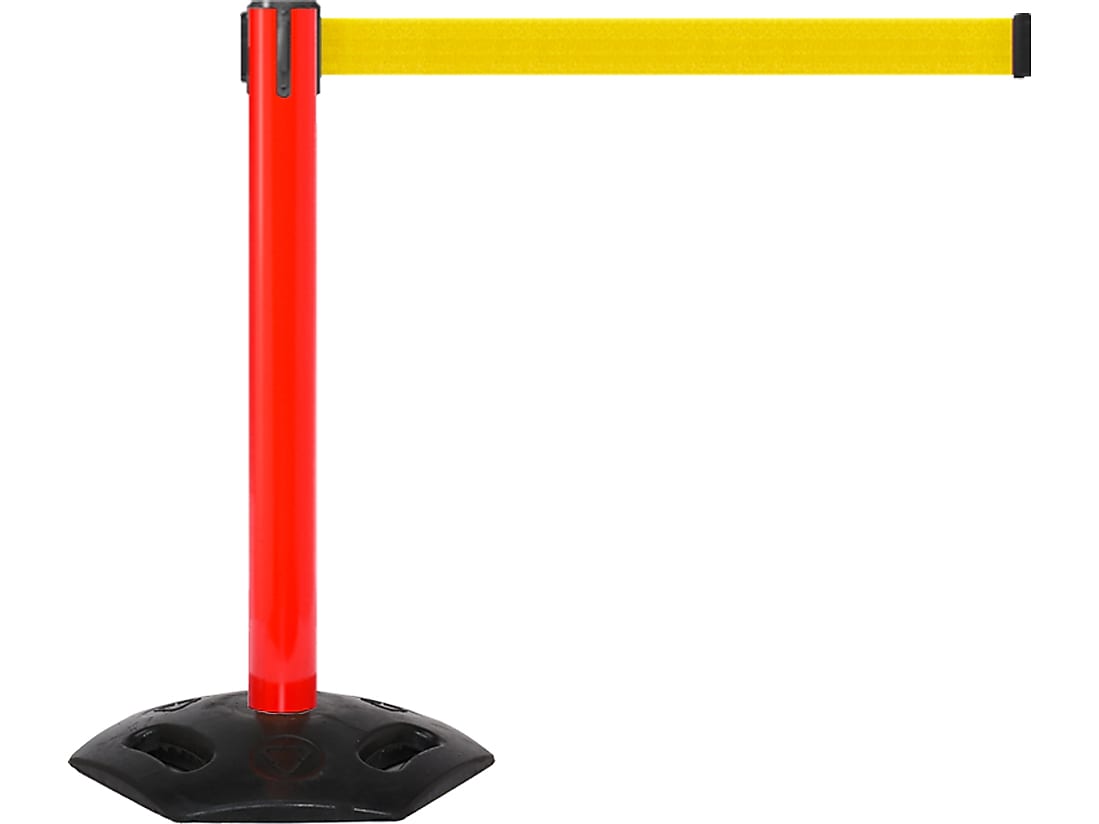 Queue Solutions WeatherMaster 300 2" Nylon Crowd Control Belt Barrier, Red/Yellow (WMR300R-YW160)