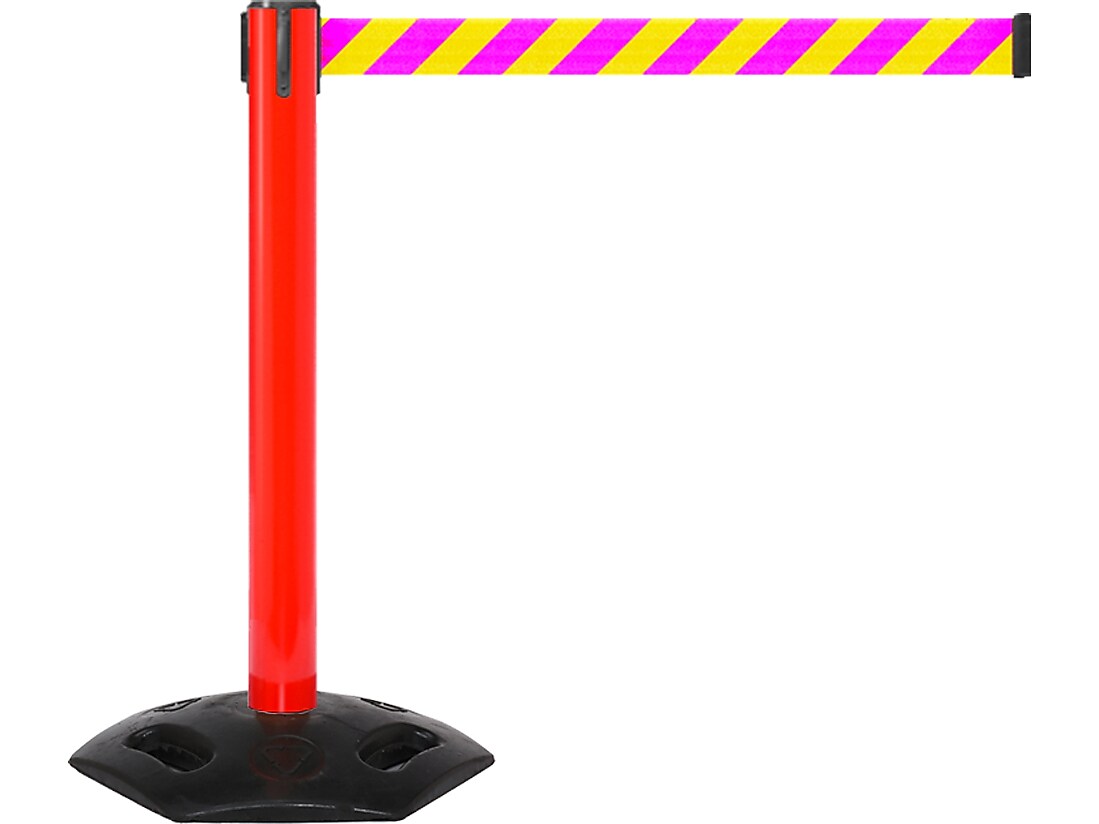 Queue Solutions WeatherMaster 300 2" Nylon Crowd Control Belt Barrier, Red/Yellow/Magenta (WMR300R-YM160)