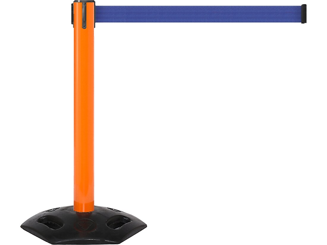 Queue Solutions WeatherMaster 300 2" Nylon Crowd Control Belt Barrier, Orange/Blue (WMR300O-BL160)