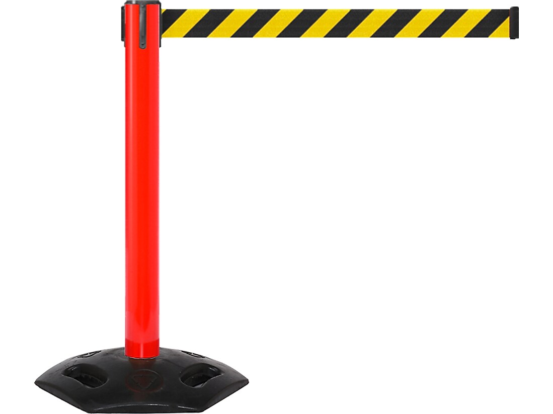 Queue Solutions WeatherMaster 300 2" Nylon Crowd Control Belt Barrier, Red/Yellow/Black (WMR300R-YB160)