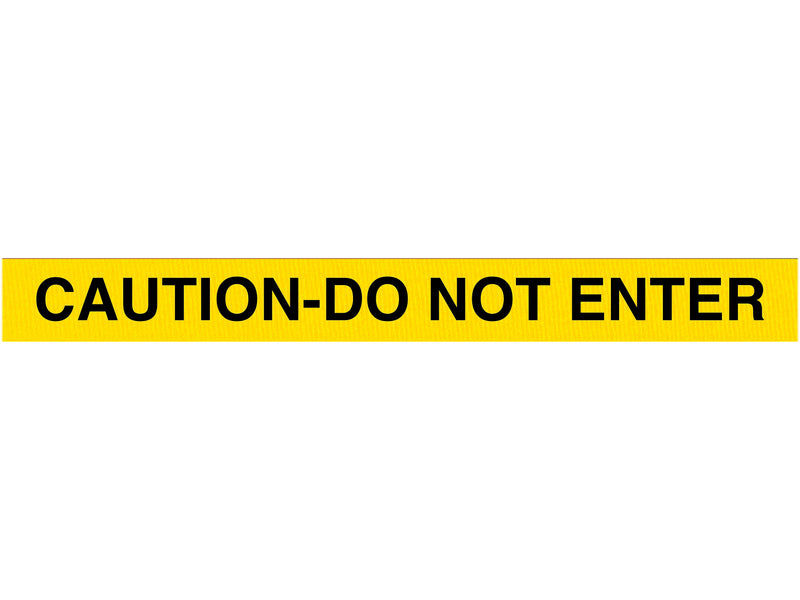 Queue Solutions WeatherMaster 250 2" Yellow Nylon Crowd Control Belt Barrier, Yellow - CAUTION DO NOT ENTRY (WMR250Y-YBC110)