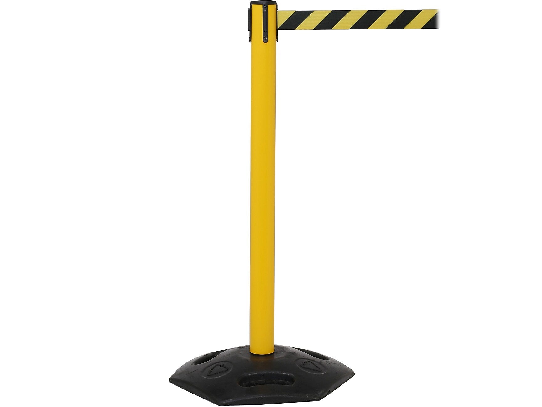 Queue Solutions WeatherMaster 250 2" Yellow Nylon Crowd Control Belt Barrier, Orange (WMR250Y-OR110)