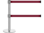 Queue Solutions QueuePro Twin 250 2" Nylon Crowd Control Barrier, Polished Stainless Steel/Maroon (PROTwin250PS-MN110)