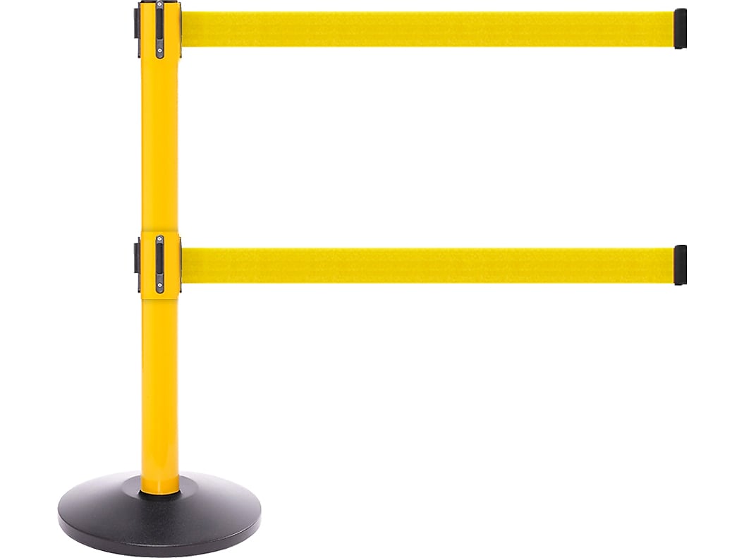 Queue Solutions SafetyPro Twin 250 2" Steel Crowd Control Barrier, Black/Yellow (SPROTwin250Y-YW110)