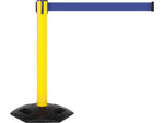 Queue Solutions WeatherMaster 300 2" Yellow Nylon Crowd Control Belt Barrier, Blue (WMR300Y-BL160)